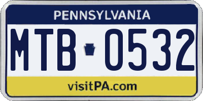 PA license plate MTB0532