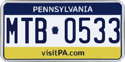 PA license plate MTB0533