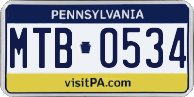 PA license plate MTB0534