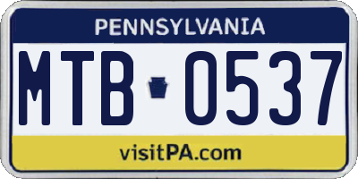 PA license plate MTB0537