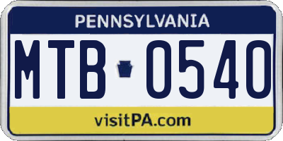 PA license plate MTB0540