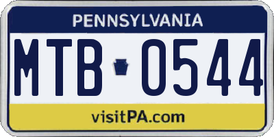 PA license plate MTB0544