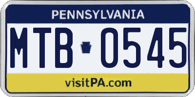 PA license plate MTB0545