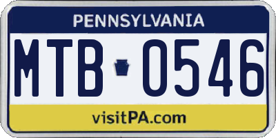 PA license plate MTB0546