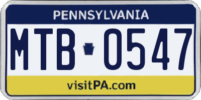PA license plate MTB0547