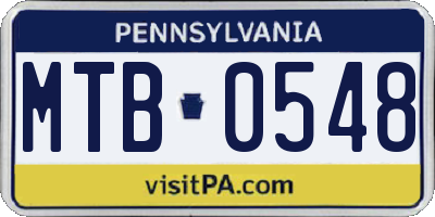 PA license plate MTB0548