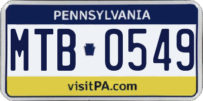 PA license plate MTB0549