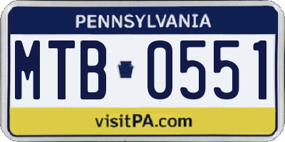 PA license plate MTB0551