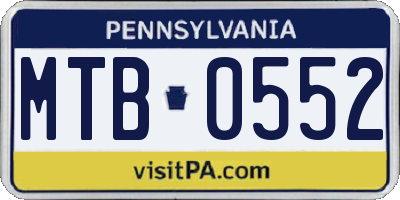 PA license plate MTB0552