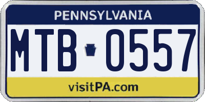 PA license plate MTB0557