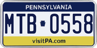 PA license plate MTB0558