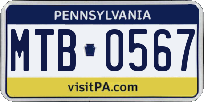 PA license plate MTB0567