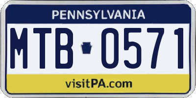 PA license plate MTB0571