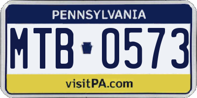 PA license plate MTB0573