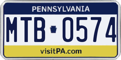 PA license plate MTB0574