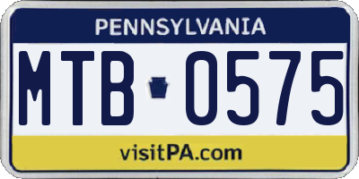 PA license plate MTB0575