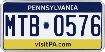 PA license plate MTB0576