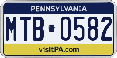 PA license plate MTB0582