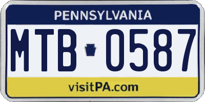 PA license plate MTB0587