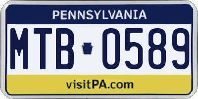 PA license plate MTB0589