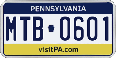 PA license plate MTB0601