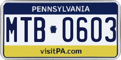 PA license plate MTB0603
