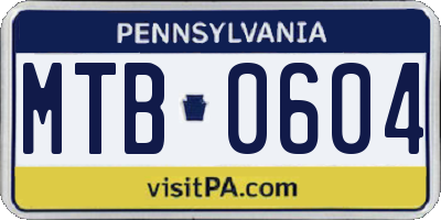 PA license plate MTB0604
