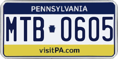 PA license plate MTB0605