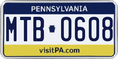 PA license plate MTB0608