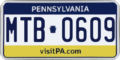 PA license plate MTB0609