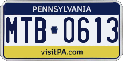 PA license plate MTB0613