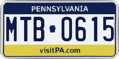 PA license plate MTB0615