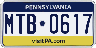 PA license plate MTB0617