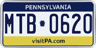 PA license plate MTB0620
