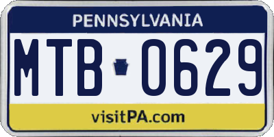 PA license plate MTB0629