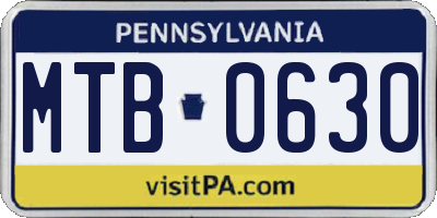 PA license plate MTB0630