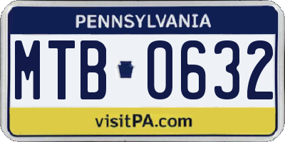 PA license plate MTB0632
