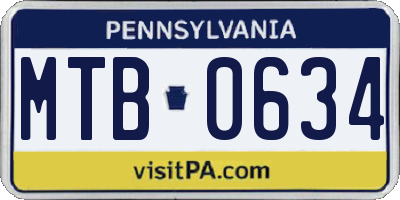 PA license plate MTB0634