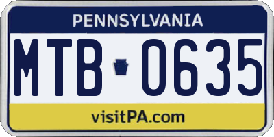 PA license plate MTB0635