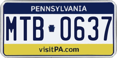 PA license plate MTB0637