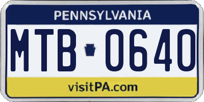PA license plate MTB0640