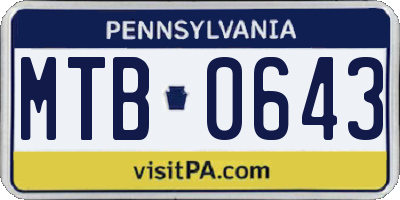 PA license plate MTB0643