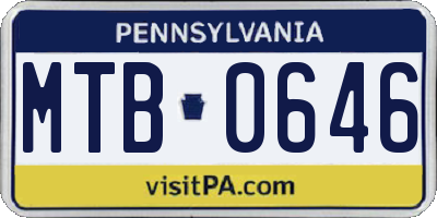 PA license plate MTB0646