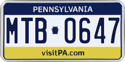 PA license plate MTB0647
