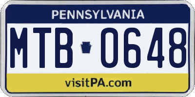 PA license plate MTB0648