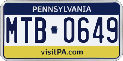 PA license plate MTB0649
