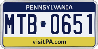PA license plate MTB0651