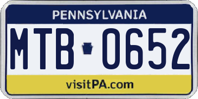 PA license plate MTB0652