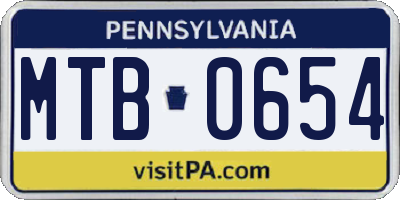 PA license plate MTB0654