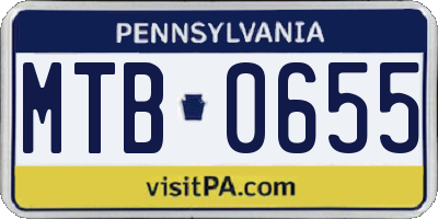 PA license plate MTB0655